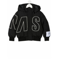 Msgm Kids Jaqueta matelassê com estampa de logo - Preto