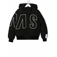 Msgm Kids Jaqueta matelassê com estampa de logo - Preto