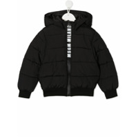 Msgm Kids Jaqueta matelassê com logo - Preto