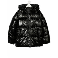 Msgm Kids Jaqueta matelassê com logo - Preto