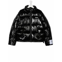 Msgm Kids Jaqueta matelassê com patch nas mangas - Preto