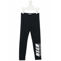 Msgm Kids Legging com estampa de logo - Azul