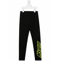 Msgm Kids Legging com estampa de logo contrastante - Preto