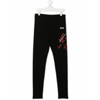 Msgm Kids Legging de algodão com estampa de logo - Preto