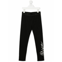 Msgm Kids Legging metálica com logo - Preto