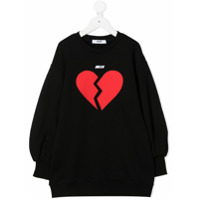 Msgm Kids logo heart print jumper dress - Preto