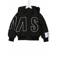 Msgm Kids logo outline puffer jacket - Preto