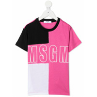 Msgm Kids logo-print contrast T-Shirt - Preto