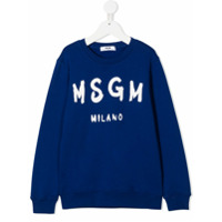 Msgm Kids logo-print cotton sweatshirt - Azul