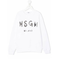 Msgm Kids logo-print cotton sweatshirt - Branco