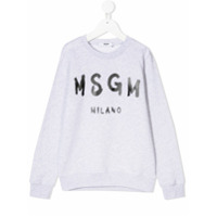 Msgm Kids logo-print cotton sweatshirt - Cinza