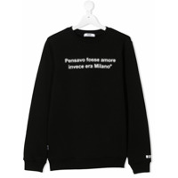 Msgm Kids Moletom com bordado de slogan - Preto