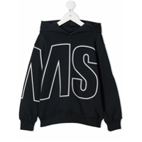 Msgm Kids Moletom com capuz e estampa de logo - Azul
