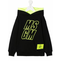 Msgm Kids Moletom com capuz e estampa de logo - Preto