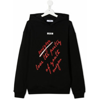 Msgm Kids Moletom com capuz e estampa Poetry - Preto