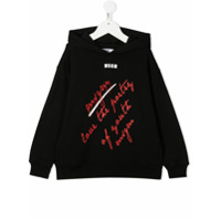 Msgm Kids Moletom com capuz e estampa Poetry - Preto
