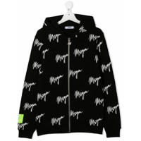 Msgm Kids Moletom com capuz e zíper - Preto