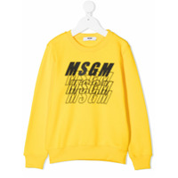 Msgm Kids Moletom com estampa de logo - Amarelo