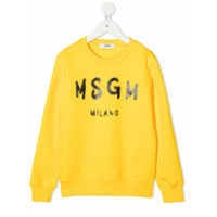 Msgm Kids Moletom com estampa de logo - Amarelo