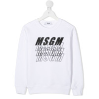 Msgm Kids Moletom com estampa de logo - Branco