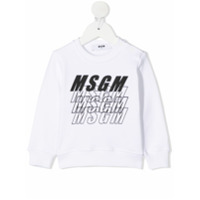 Msgm Kids Moletom com estampa de logo - Branco