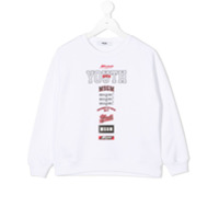 Msgm Kids Moletom com estampa de logo - Branco