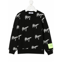 Msgm Kids Moletom com estampa de logo corrido - Preto