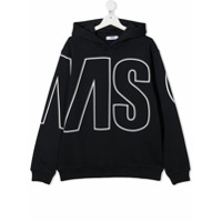 Msgm Kids Moletom com estampa de logo e capuz - Azul