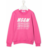 Msgm Kids Moletom com estampa de logo - Rosa