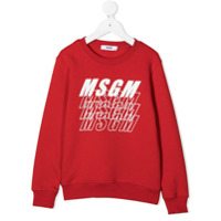 Msgm Kids Moletom com estampa de logo - Vermelho