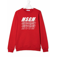 Msgm Kids Moletom com estampa de logo - Vermelho