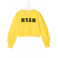 Msgm Kids Moletom com logo bordado - Amarelo