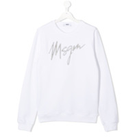 Msgm Kids Moletom com logo bordado - Branco