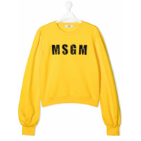 Msgm Kids Moletom com logo de paetês - Amarelo
