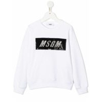 Msgm Kids Moletom com logo de paetês - Branco