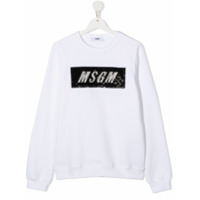 Msgm Kids Moletom com logo de paetês - Branco