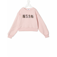 Msgm Kids Moletom com logo de paetês - Rosa