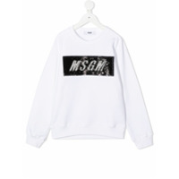 Msgm Kids Moletom com patch de logo de paetês - Branco