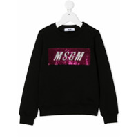 Msgm Kids Moletom com patch de logo - Preto