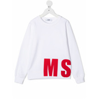 Msgm Kids Moletom de algodão com estampa de logo - Branco