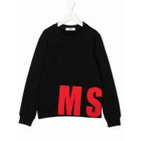 Msgm Kids Moletom de algodão com estampa de logo - Preto