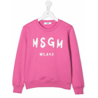 Msgm Kids Moletom de algodão com estampa de logo - Rosa