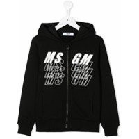 Msgm Kids Moletom de capuz com logo - Preto