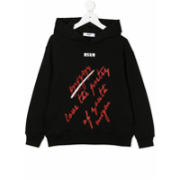 Msgm Kids Moletom Love the Poetry com capuz - Preto
