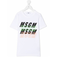 Msgm Kids multi-logo crew neck T-shirt - Branco