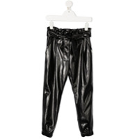 Msgm Kids ruched faux leather trousers - Preto