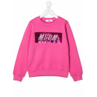 Msgm Kids sequin embellished crew neck sweatshirt - Rosa