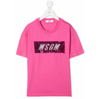 Msgm Kids sequin embellished crew neck T-Shirt - Rosa