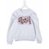 Msgm Kids sequin embellished gathered sweatshirt - Cinza