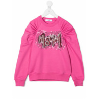 Msgm Kids sequin embellished gathered sweatshirt - Rosa
